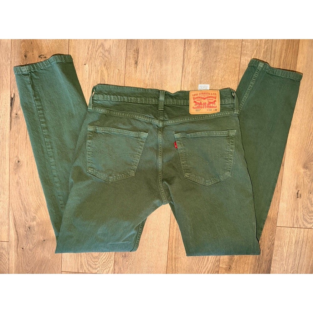 Men’s Levi's 511 Green Denim Jeans Size 32x32 Cotton Stretch Straight Leg